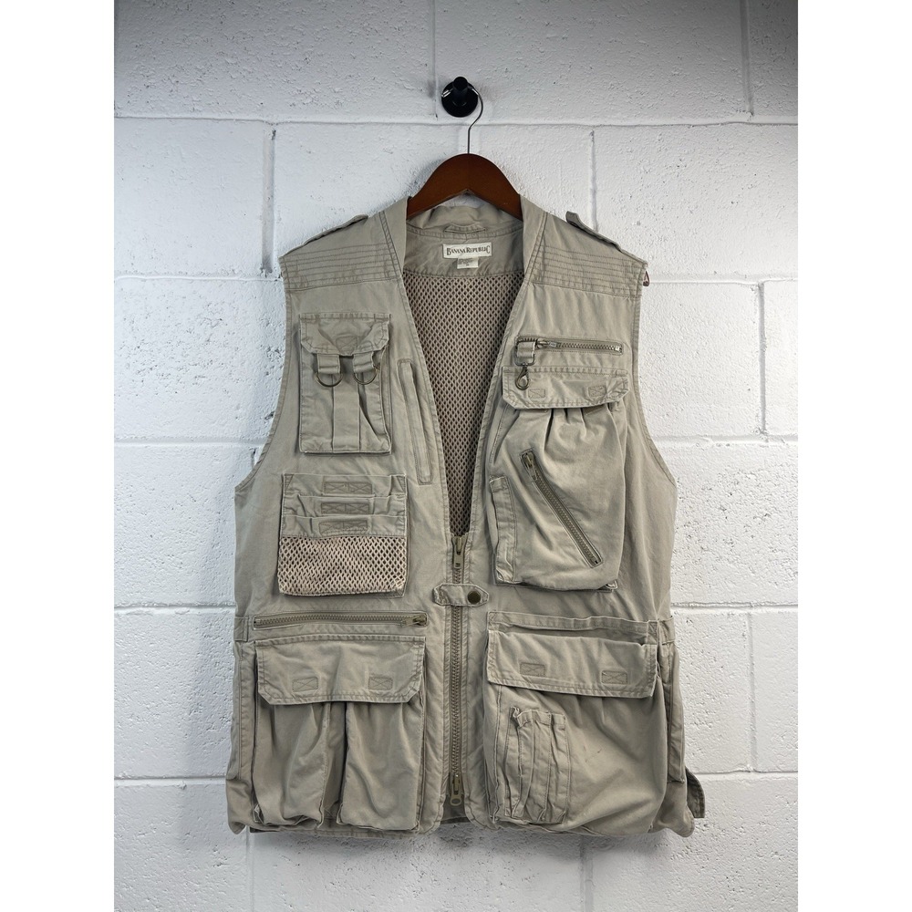 VTG Banana Republic Men's Safari Utility Vest Multi-Pocket Tactical Outdoors M